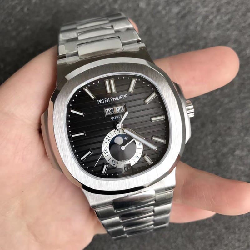 Patek Philippe V9 Factory Nautilus Sport Elegance Annual Calendar 5726/1A-001 Super Clone Dark Gray Dial Steel Bracelet CollectWatch