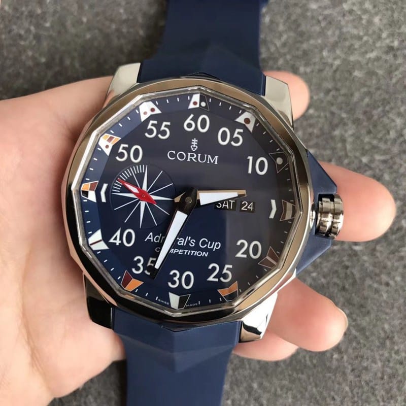 Top CollectCorum Admiral Series 48mm Titanium Case Rugged Large-Diameter Blue Dial Men's Watch