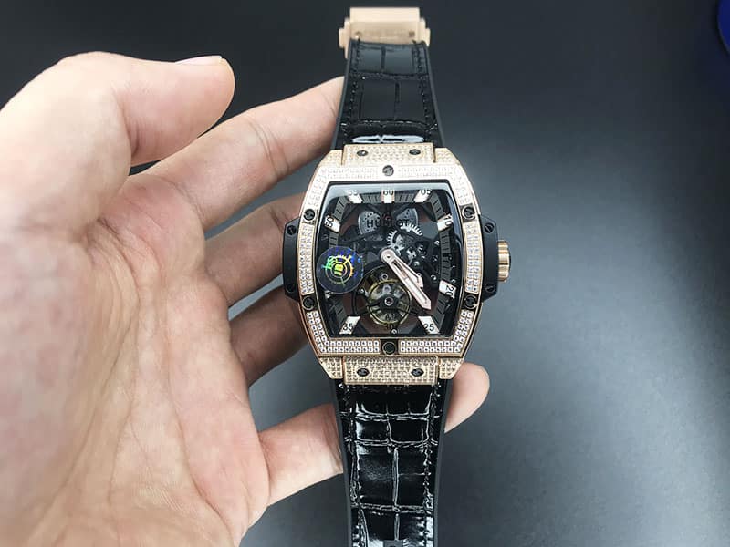 JB Hublot Hublot MASTERPIECE Series 906 Tonneau Men's Mechanical Watch with Real Tourbillon, HUB 9006 Manual Winding Movement and 48 Hours Duration