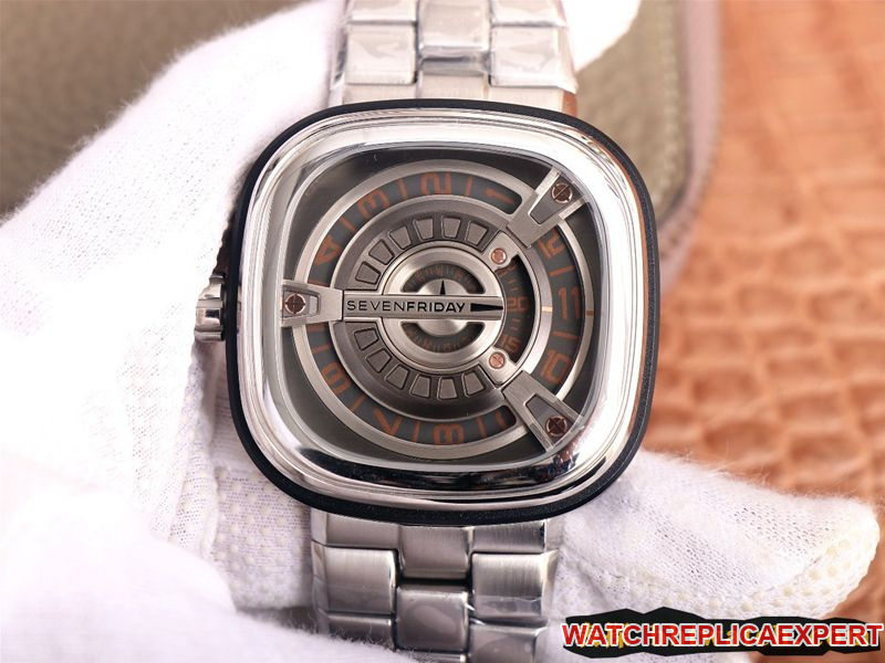 Top CollectSEVENFRIDAY Automatic Mechanical Men's Watch M Series with Original 316L Stainless Steel Strap Large Dial