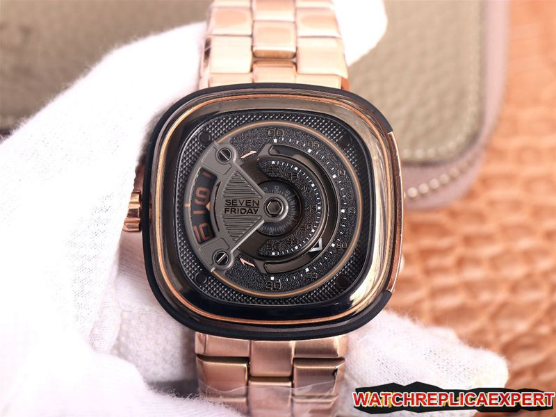 CollectWatches Seven Friday Rose Gold SEVENFRIDAY/Automatic Mechanical Men's Swiss Steel Strap Large Dial