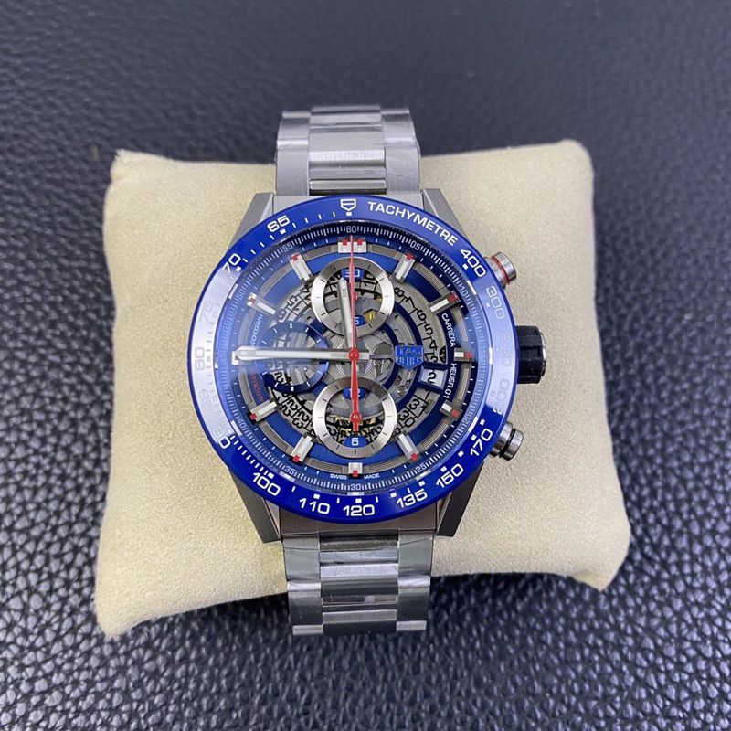 Tag Heuer Carrera CollectPowerful Chronograph with Hollow Mechanical Skeleton and Stable Blue Dial