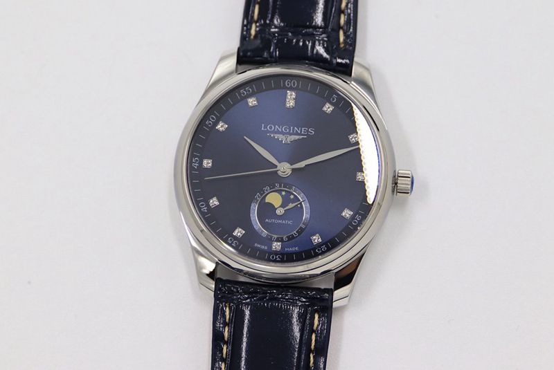 GS factory Longines Master Series L2.909.4.78.3 moon phase Collectwatch blue dial diamond indices elegant masterpiece