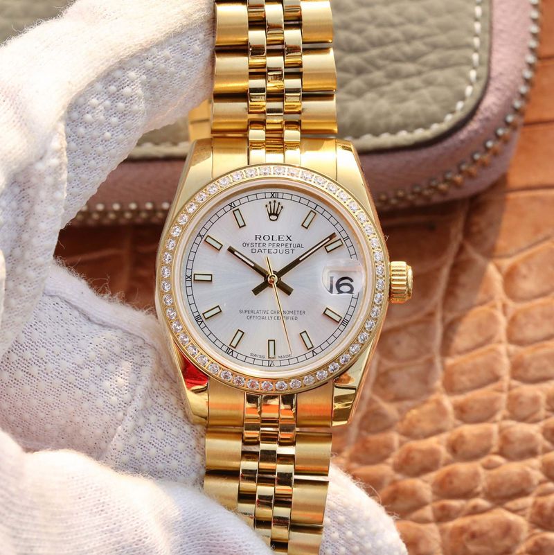 Top Original Factory Rolex Logotype Women's Series Watch, 316 Steel with Five-Pearl Belt
