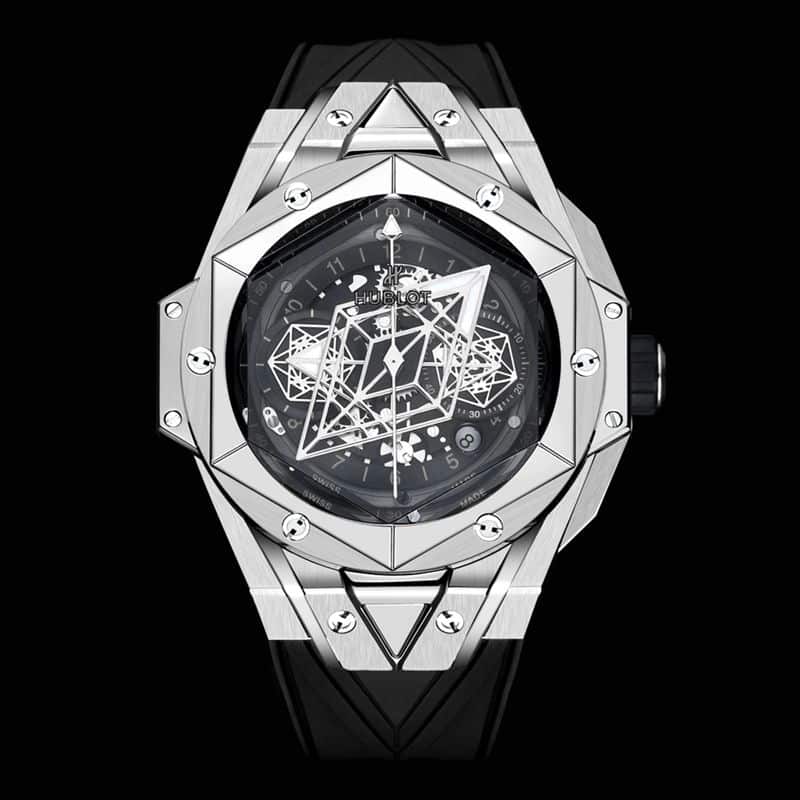 Hublot 45mm Big Bang Sang Bleu II Super Clone Men’s Mechanical Watch, Geometric Design Tattoo Style