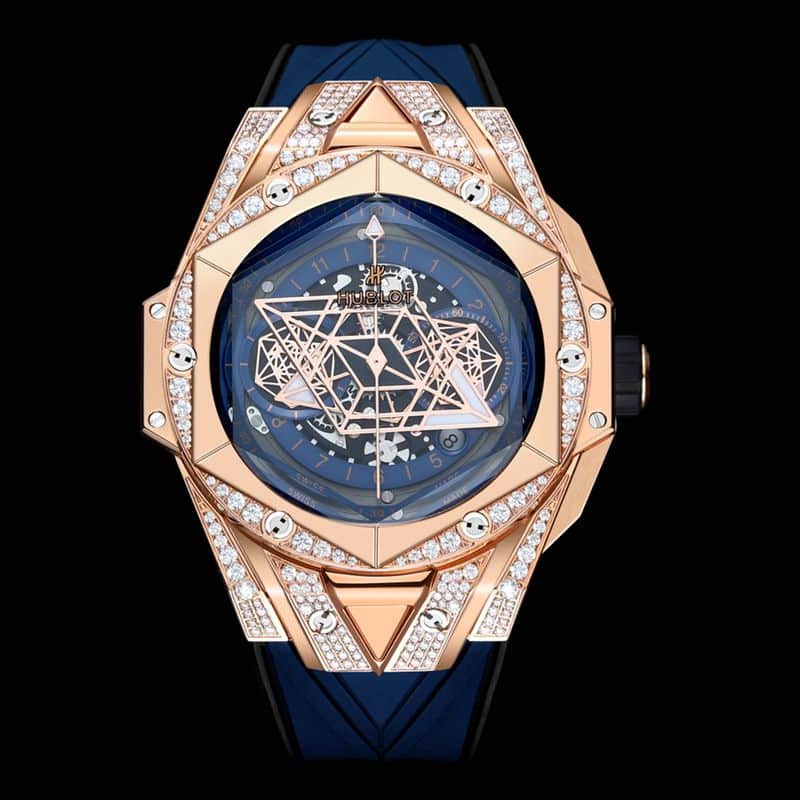 HublotHublothigh-quality Collectwatch brand new BigBangSangBleuII tattoo men's mechanical watch front view