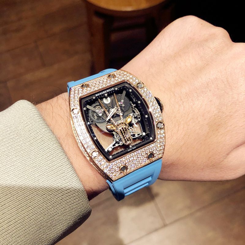Richard Mille Gypsophila Star Series Men's Mechanical Watch with Diamonds, Suspended Hollow Movement and Sporty Style