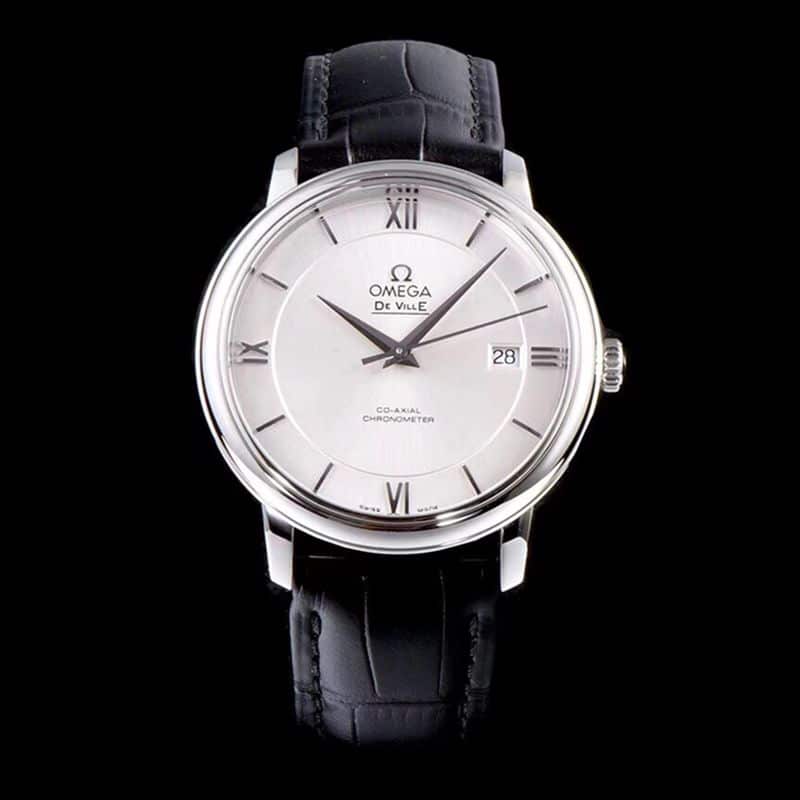 Omega top super clone watches Dufei compound business series men's mechanical ultra-thin watch black leather white face