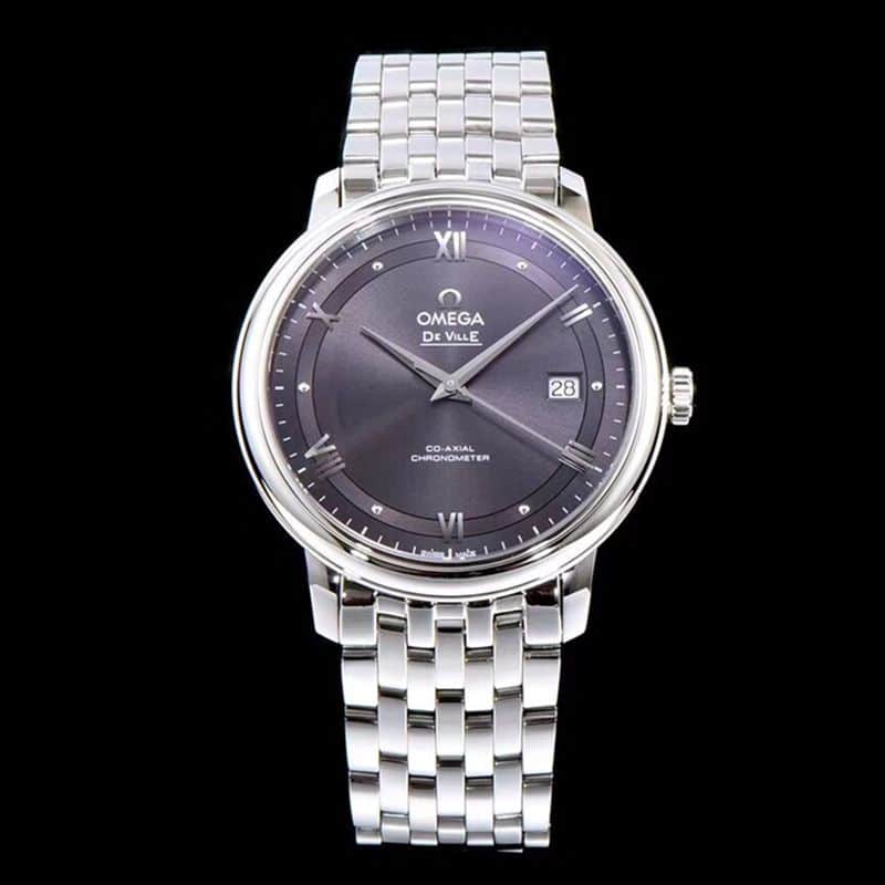 Omega De Ville Series Men's Mechanical Ultra-thin Timepiece Gray White 316L Stainless Steel Watch