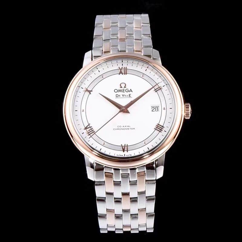 Omega TW’s Best Version Omega Omega De Ville Rose Gold Steel Bracelet Men’s Ultra-Thin Automatic Mechanical Watch