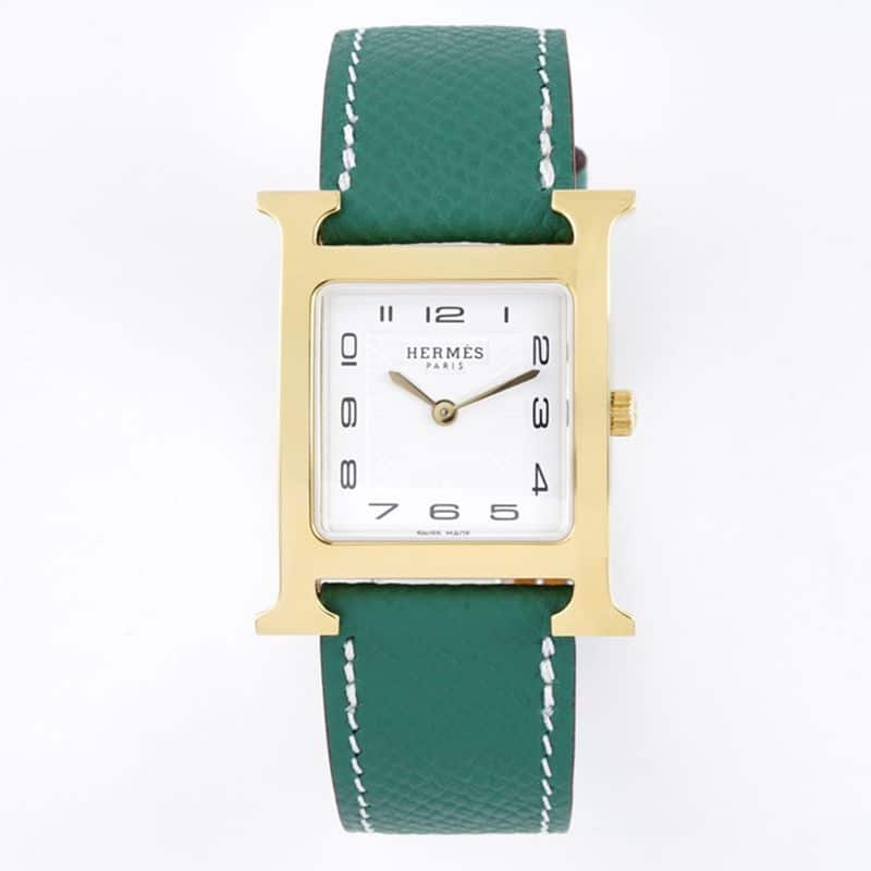 BV Factory Hermès Heure H Women’s Quartz Square Fashion Watch with Light Blue Strap and Rose Gold-Plated Case