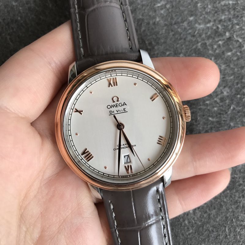 Omega Diefei Series Men’s Mechanical Watch with White Leather Strap, Brushed Dial and 9015 Movement, Top Super Clone