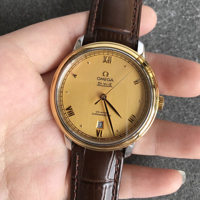 Premium Omega Diefei Series Men's Gold Disc Mechanical Watch with Brushed Dial Technology