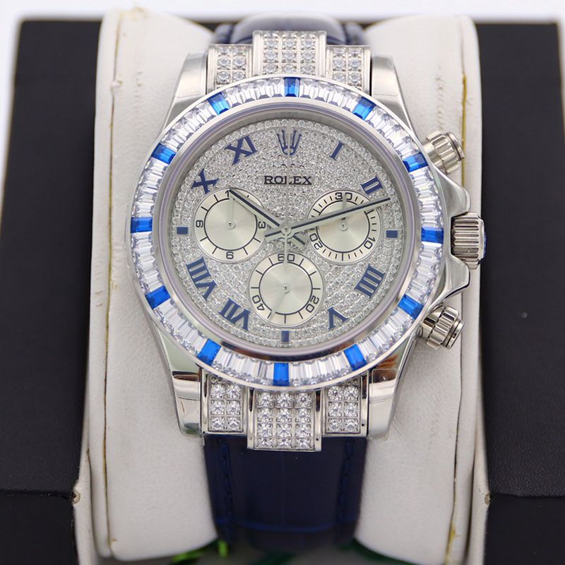 Rolex Top-Tier Super Clone Rolex Rolex Daytona 116599 Column Pavilion Full Star Blue Sapphire Diamond Men’s Watch