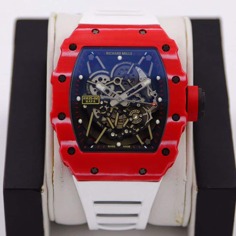 Richard Mille RM35-02 Rafael Nadal Blue-Dial Mechanical Watch with Rubber Strap, RMX Modified Factory Carbon-Fiber Composite Edition