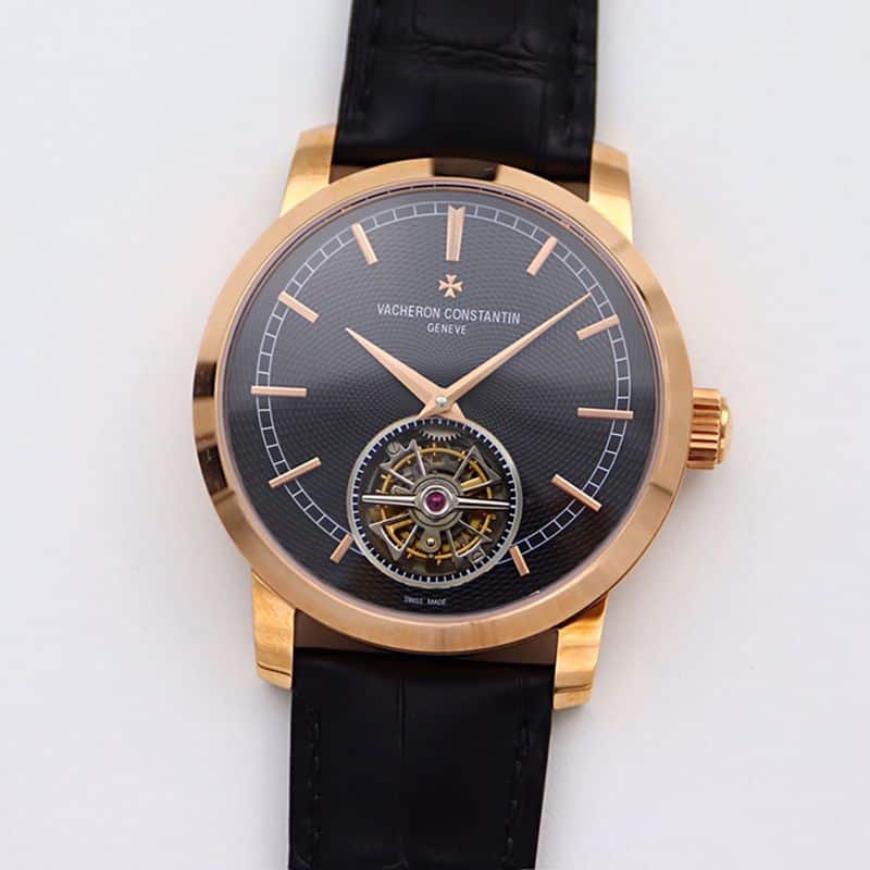 Vacheron Constantin Traditionnelle transmission series tourbillon CollectTimepiece with Refined Black Dial and Gold Case