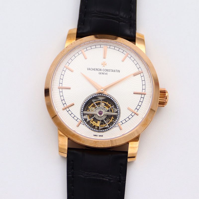 Vacheron Constantin Traditionnelle Tourbillon CollectGold Men’s Watch with White Dial & Leather Strap