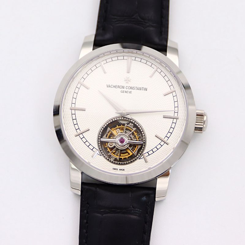 Vacheron Constantin Traditionnelle Heritage Series Tourbillon CollectMen's Watch 6500T/000R-B324 with White Dial, Leather Strap and Sapphire Crystal, 42mm Case