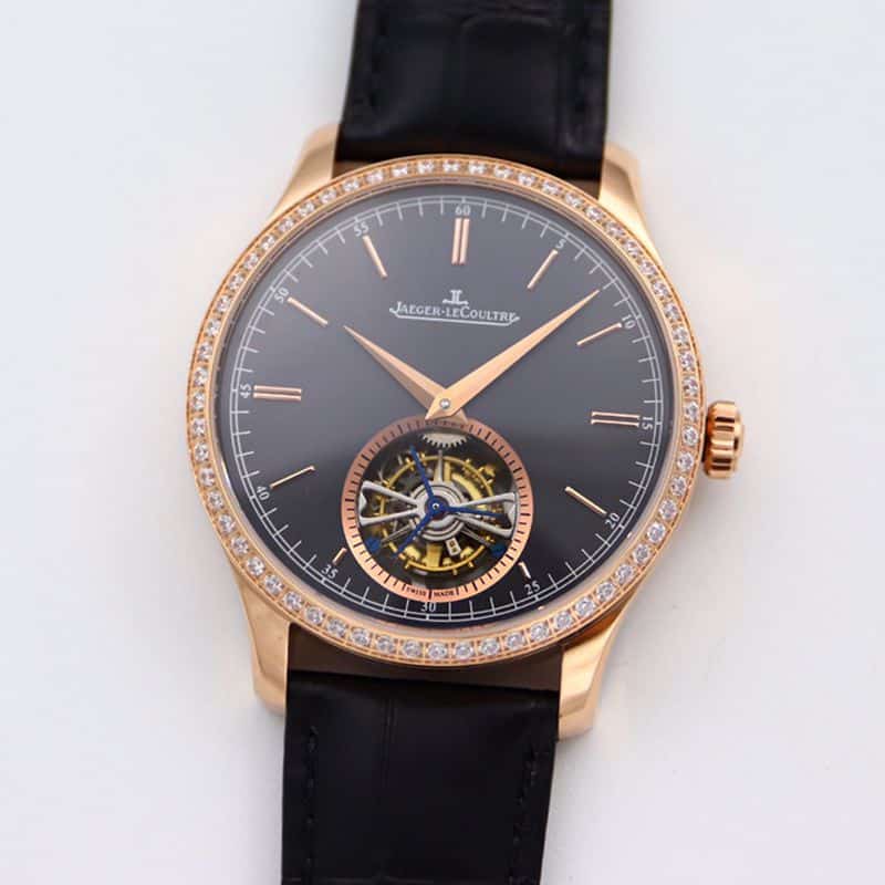 Jaeger-LeCoultre Master 1662451 Series Automatic True Tourbillon Diamond Gold Men’s Watch with Sapphire Crystal and Black Dial