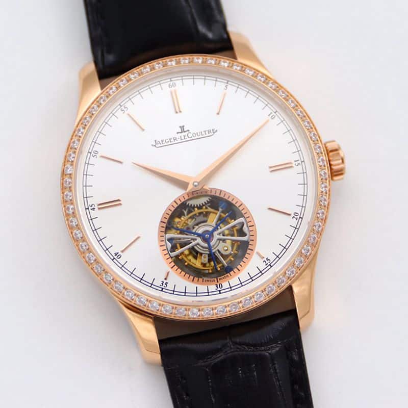 Jaeger-LeCoultre Master 1662451 Series Automatic True Tourbillon Men’s Diamond Gold Watch with Sapphire Crystal White Dial