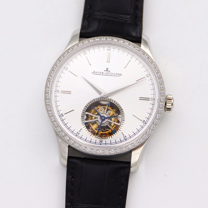 Jaeger-LeCoultre Master 1662451 Series Automatic Real Tourbillon Men's Diamond White Dial Watch with Sapphire Crystal Mirror