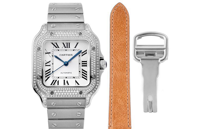 Cartier Cartier Santos Women’s Steel Band Diamond White Dial Collectwith Sunray Effect