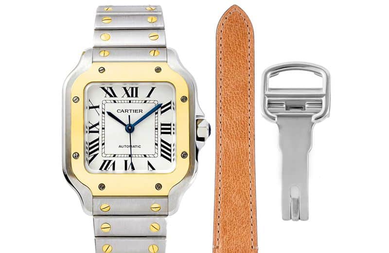 Premium Cartier Santos Women's Steel Bracelet White Dial Intermediate Gold CollectWatch