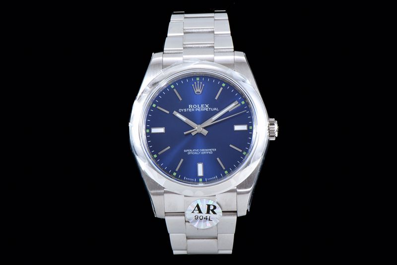 Rolextop-tier Collectwatch Oyster Perpetual series men's mechanical blue dialsteel bracelet watch front view
