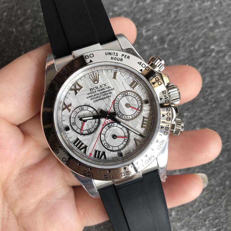 Rolex White Gold Daytona Meteorite Dial Men’s Mechanical Watch with Exclusive Cal.4130 Self-Winding Movement