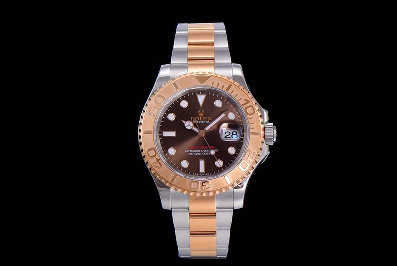 Premium Rolex Yacht-Master Rose Gold Collectwith Automatic Movement, Steel Bracelet and Brown Dial
