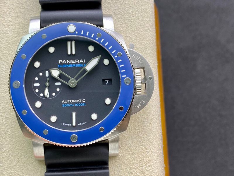 Top CollectPanerai Little Blue Ghost PAM1209 Series 42mm Men's Mechanical Deep Blue Watch with Blue Ceramic Ring