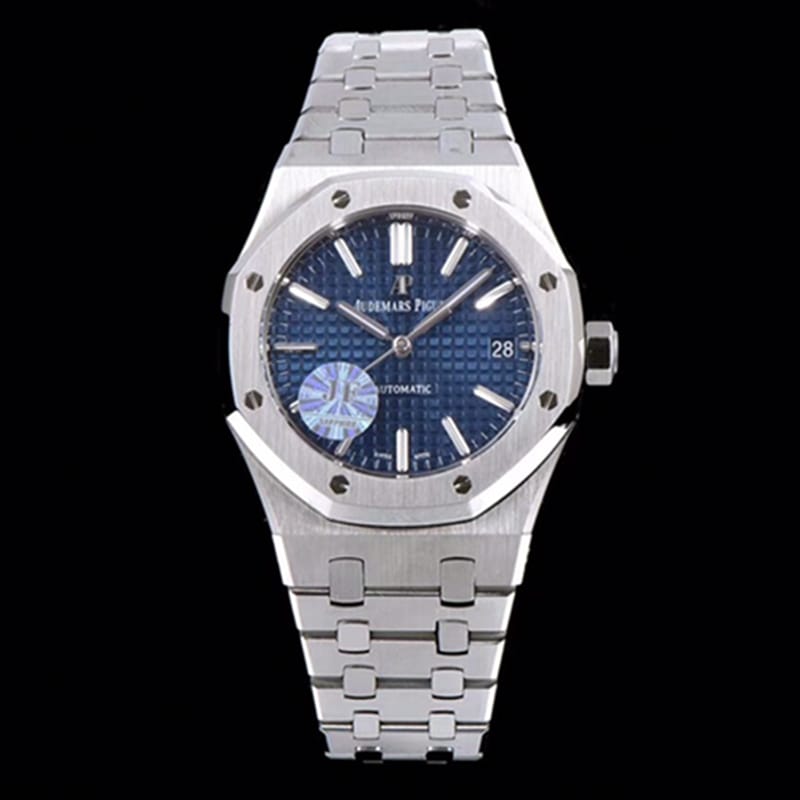 top-tier Collectwatch Audemars Piguet men's blue dial mechanical steel bracelet watch front view
