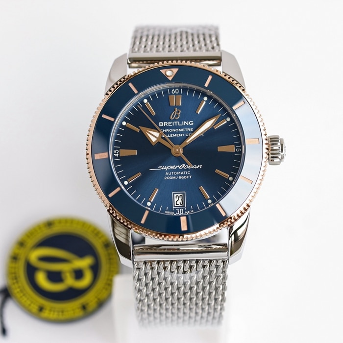 Montre mécanique d'usine GF Breitling 42 mm avec cadran bleu Super Ocean Culture II avec mouvement Asia 2824