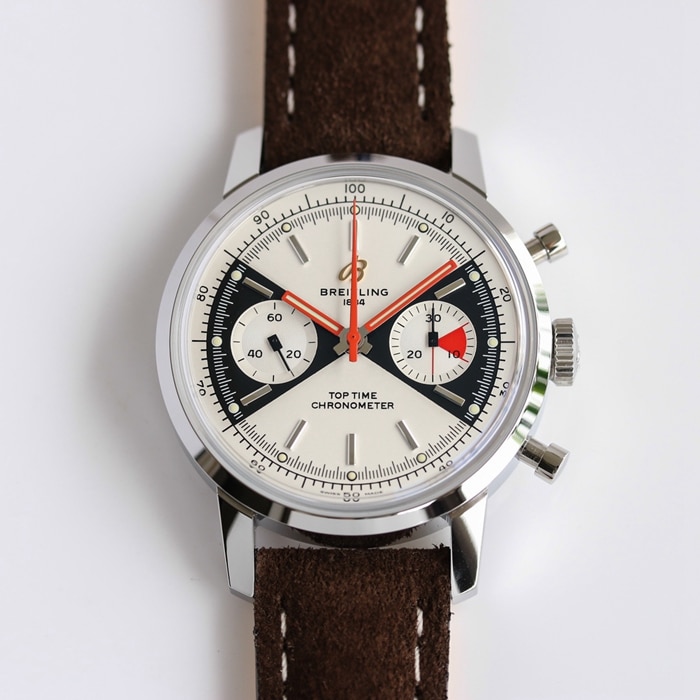Breitling Top Time Series Men’s White Dial Leather Strap Ultra-Modern Chronograph CollectWatch
