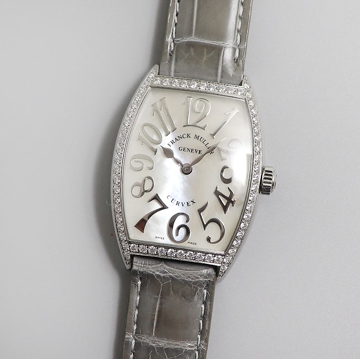 Big Factory Franck Muller Cintree Curvex Ladies Tonneau Quartz Watch with White Mother-of-Pearl Dial