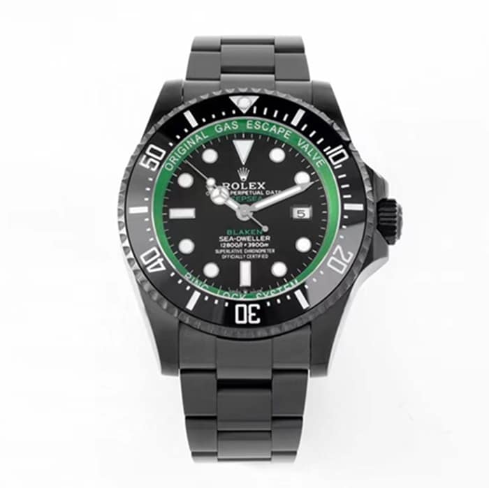 Men's Ghost King Blaken Black Dial Rolex Rolex Steel Strap Watch - Green Factory Top-Quality Wristwatch