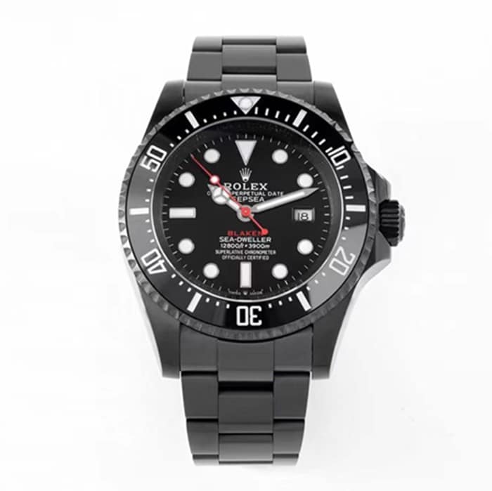 top-tier Collectwatch Rolex men's black dialsteel bracelet watch front view