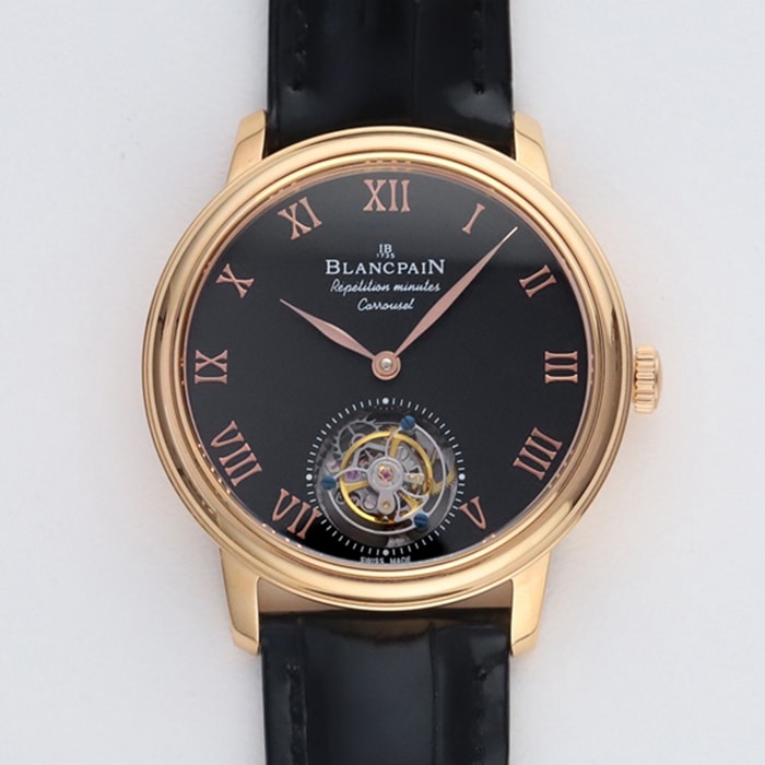 Blancpain Men's Black Dial Art Master Series Belt Watch with TFL True Tourbillon Craftsmanship