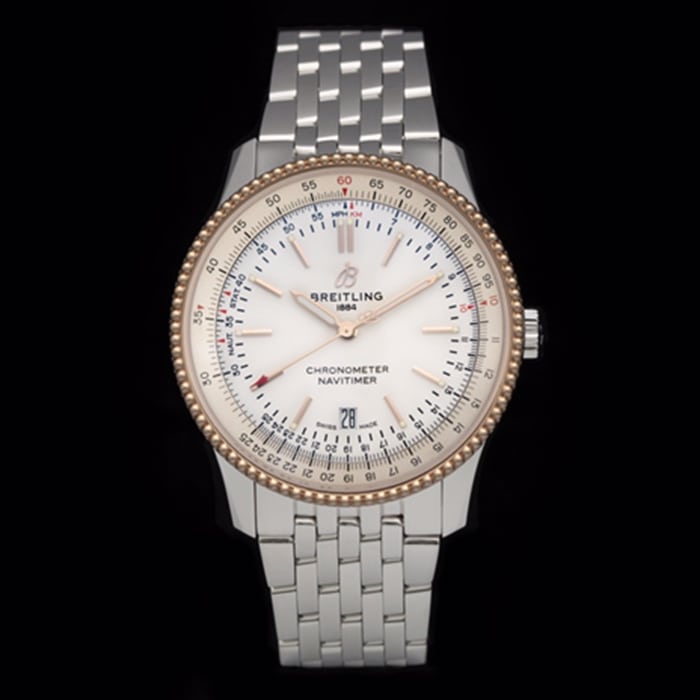 V7 Factory Breitling 41mm Men's White Dial Aviation Chronograph 1 Series Breitling 41mm 41mm Breitling Steel Bracelet Timepiece