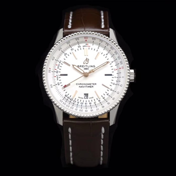 V7 Factory Breitling Breitling Breitling Men's White Dial 41mm Aviation Chronograph 41mm 41mm Belt Watch Series