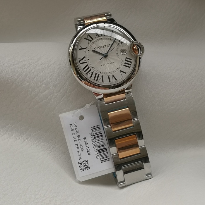 Reloj Cartier Ballon Bleu con esfera blanca y correa de acero para hombre - Calidad súper clonada de fábrica grande