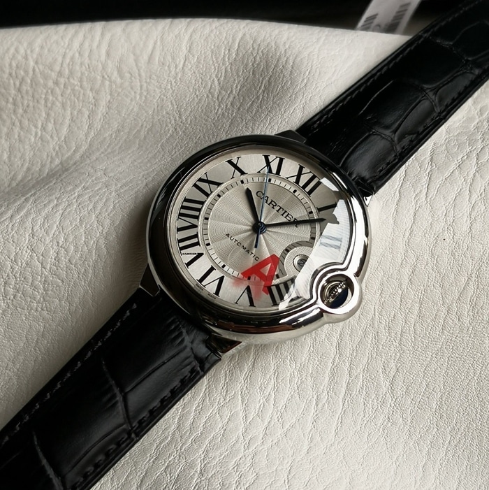 Reloj Cartier Ballon Bleu Series para hombre con esfera blanca y correa de cuero, revisión de calidad premium V6