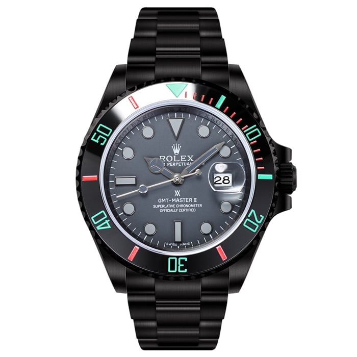 Rolex Men’s Black Dial Steel Strap Wristwatch – BLAKEN Aqua Ghost Series Premium Modified Quality