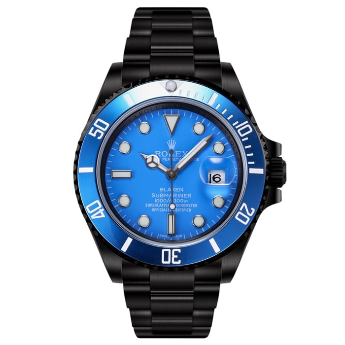 Reloj de pulsera de acero Rolex Aqua Ghost Series con placa azul modificado de primera calidad para hombre
