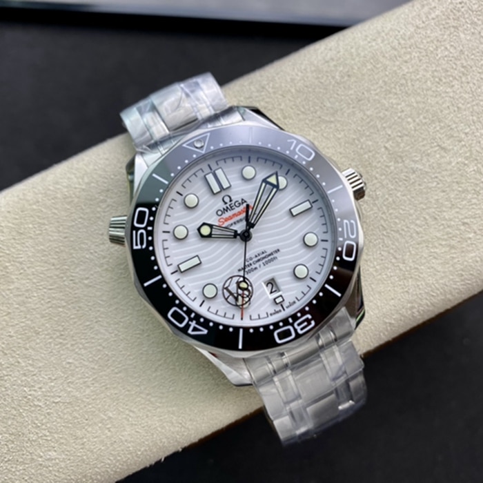 Omega Reloj de pulsera de acero Seamaster con placa blanca para hombre Omega - VS Manufacture Seamaster 300 Wave Quality