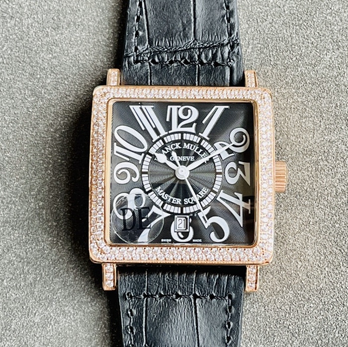 Premium Frank Muller Men's Black Plate Full Star Series Mechanical Calfskin Strap Watch