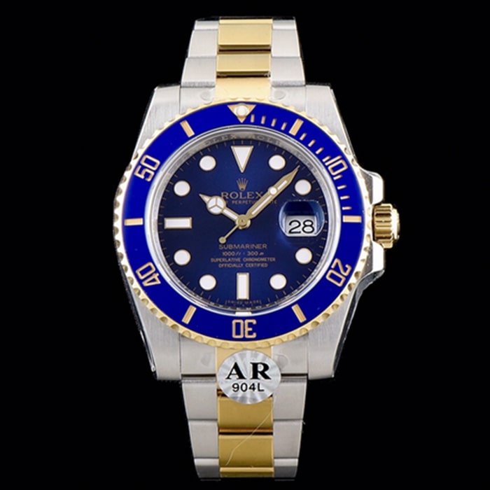 Top CollectRolex Men's Blue Plate Submariner V3 904 Steel Strap Wristwatch