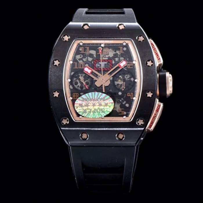 Top High-Quality Richard Mille Richard Mille Men's Black Plate Automatic Chronograph Watch KV Taiwan Factory RM011 Philippe Massa Limited Edition