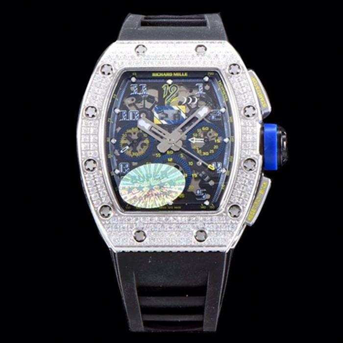Top CollectWatches Richard Mille Richard Mille Men's Blue Plate Watch - KV Taiwan RM011 Luxury Diffuse Diamond