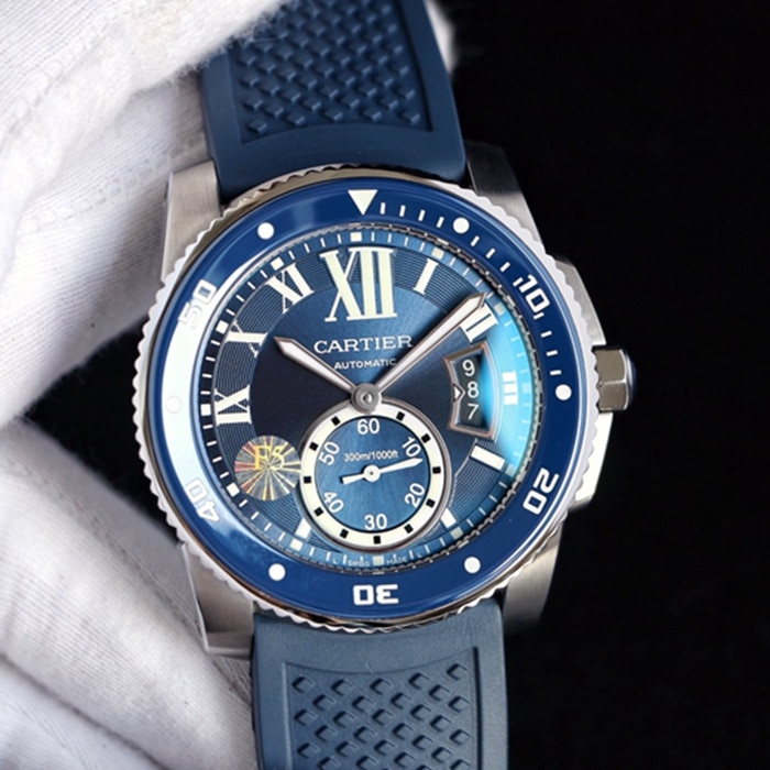 Top-quality CollectCartier watch Cartier men's blue dial Cartier series automatic mechanical wristwatch with 316 stainless steel case and sapphire blue glass